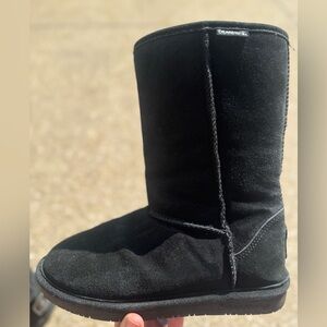 BearPaw Black Suede Winter Boots with Wool Lining